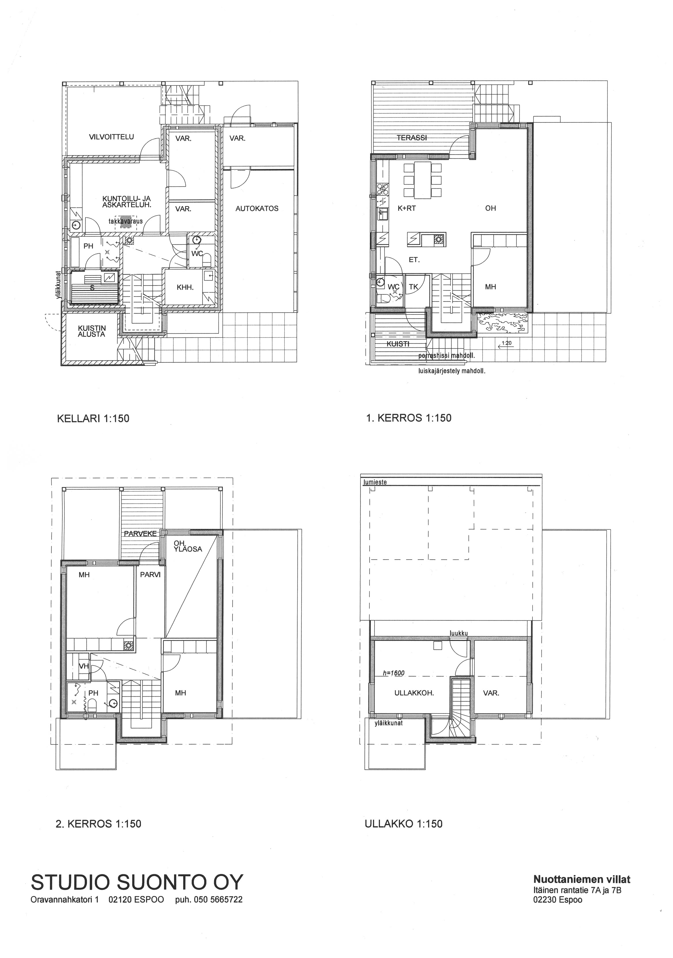 Pohjapiirrokset kerroksittain