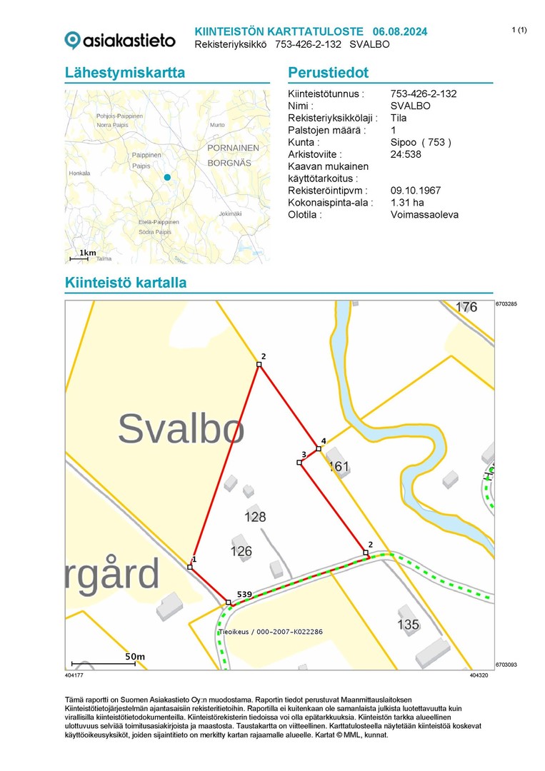 Kartta, koko tila