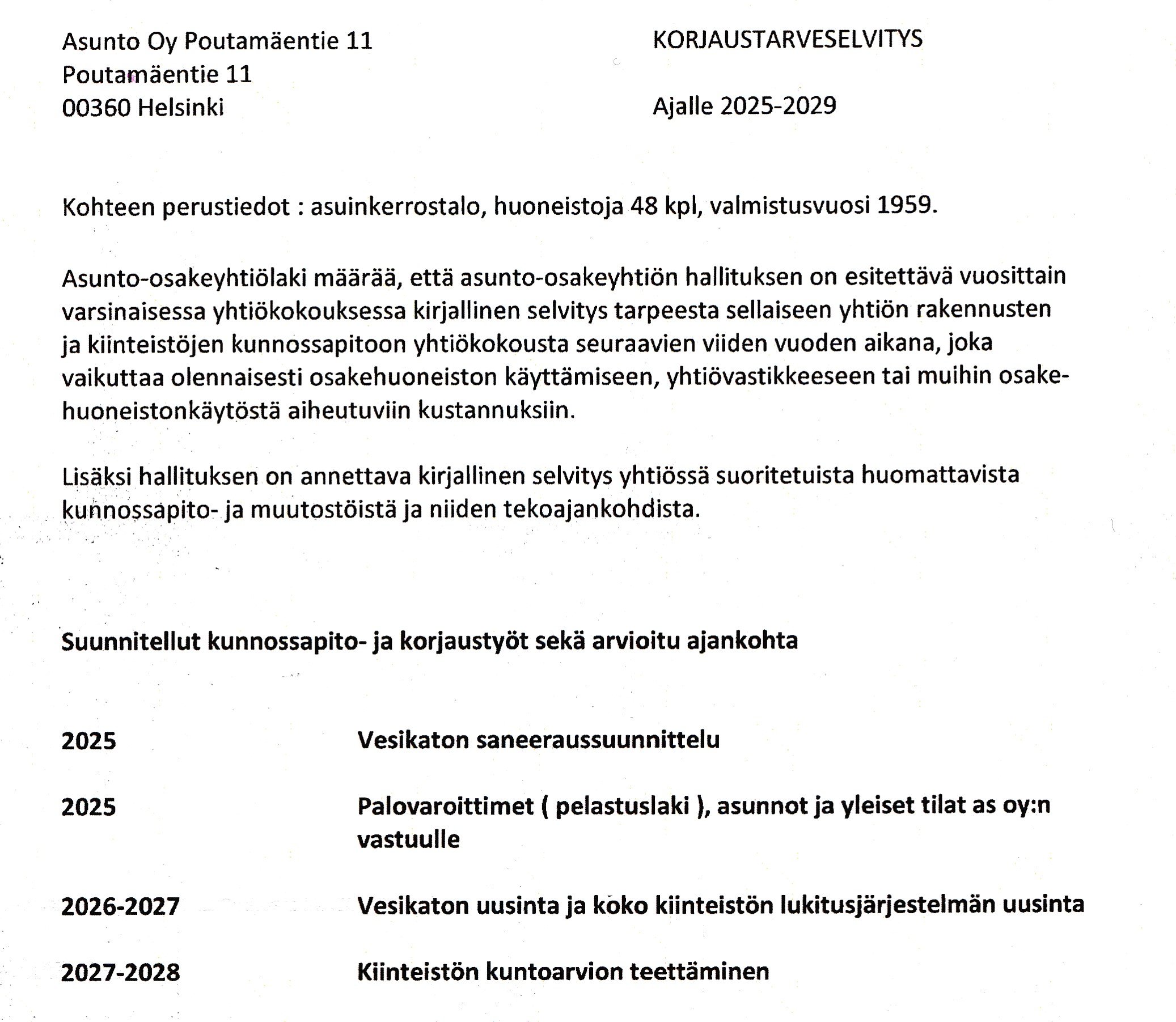 Korjaustarveselvitys
